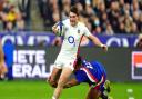 Former Huntingdon Rugby Club junior George Furbank looks to go forward in the Six Nations game between England and France.