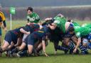 Bradley Robinson (standing up) scored twice for St Ives at home to Northampton Old Scouts.