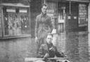 Mr Chalkley and Peter Hill pictured during the 1947 floods.