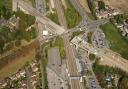 Aerial progress of work on Huntingdon Rail Station.