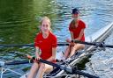 Hannah Chaffe and Nancy Heylen of St Ives Rowing Club after their first win at the Sudbury Regatta.