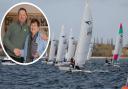 Mark Aldridge accepts his prize from Judith Black at the Gill Dart 15 Winter TT at Grafham Water Sailing Club.