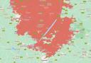 A map produced by Climate Central has highlighted in red the areas in Cambridgeshire that it predicts will fall below the annual flood level by 2030.