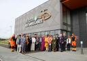 The faith leaders out the Magpas building.