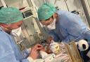 Ricky Dickinson and Kirsty Birkenshaw with baby Scarlett in hospital.