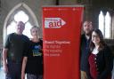 Organisers Nev Runham, Mary Cox and Steph Atkins pictured with the Christian Aid area organiser, Alex Cassidy.