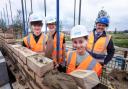 The Ernulf students tried their hands at bricklaying.