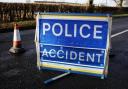 The A1307 Cambridge Road near Fenstanton is blocked following a crash between a tractor and a motorhome. 