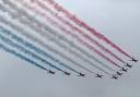 The Red Arrows captured flying over RAF Wyton.