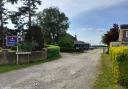 Existing access road off London Road to Tudor Place and Folly Farm stables, in Yaxley.