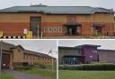 A number of prisoners have been released in Cambridgeshire. (Top: HMP Whitemoor, Left: HMP Littlehey, Right: HMP Peterborough)