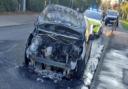 The aftermath of the car fire in Houghton Road, St Ives, on September 14.