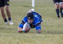 Rees Burns scores again in the game against Brackley.