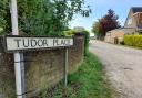 Existing access road off London Road to Tudor Place and Folly Farm stables, in Yaxley