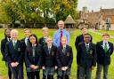 Andy Hunter with a group of new Year 7 students at Hinchingbrooke School/