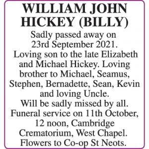 WILLIAM JOHN HICKEY (BILLY)