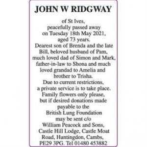 JOHN W RIDGWAY