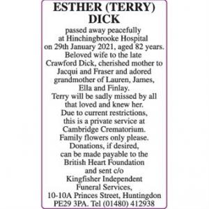 ESTHER (TERRY) HISLOP DICK