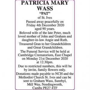 Patricia Mary Wass "Pat"