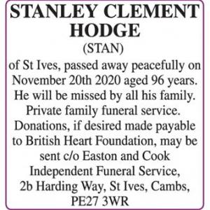 STANLEY CLEMENT HODGE