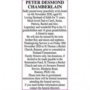 PETER DESMOND CHAMBERLAIN