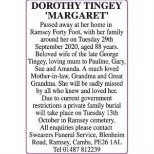 DOROTHY MARGARET TINGEY