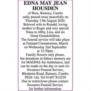 EDNA MAY JEAN HOUSDEN