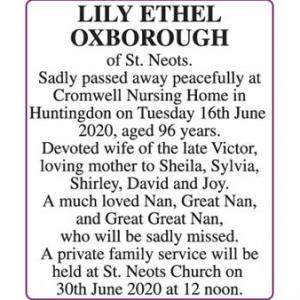 LILY ETHEL OXBOROUGH