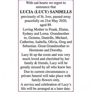 LUCIA (LUCY) SANDELLS