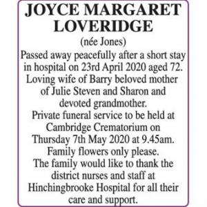 JOYCE MARGARET LOVERIDGE