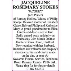 JACQUELINE ROSEMARY STOKES 
JACQUEY