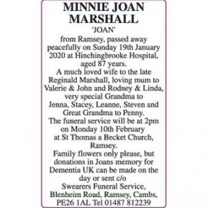 MINNIE JOAN MARSHALL