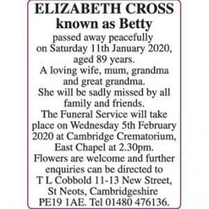 ELIZABETH CROSS
BETTY