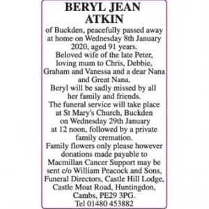 BERYL JEAN ATKIN