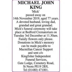 MICHAEL JOHN KING MICK