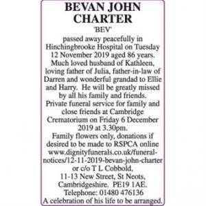 BEVAN JOHN CHARTER
BEV