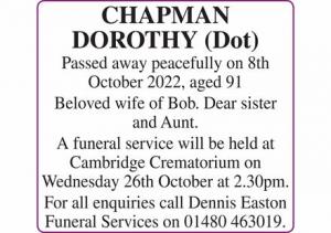 DOROTHY (Dot) CHAPMAN