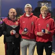 St Ives rowers show off their prizes from the Star Club Head Race at Bedford.