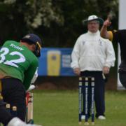 Joe Dawborn take a wicket for Eaton Socon in the two-run win over Cambridge St Giles.