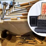 The 'barber surgeon' event is taking place at the Cromwell Museum in Huntingdon on January 21. Pictured inset is the Apothecary cabinet believed to have belonged to Oliver Cromwell.