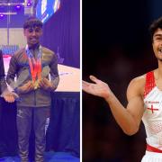 Young Huntingdon gymnasts Codi Hurd and Uzair Chowdury enjoyed success at the British Gymnastics Championships alongside Jake Jarman. Pictured: Jake Jarman representing England at the 2022 Commonwealth Games.