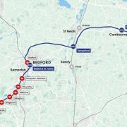 East West Rail route between Milton Keynes and Cambridge proposal