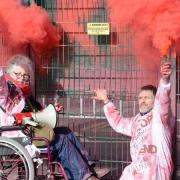 Louise Ryan, from Kidderminster, and Allan Jackson, from Swindon, were arrested on February 24 after they used chalk spray to paint slogans and handcuffed themselves to the gates of Labcorp animal research laboratory near Huntingdon.