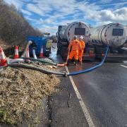 Drivers are being advised to find alternative route due to the flooding on the A14 eastbound near Newmarket.