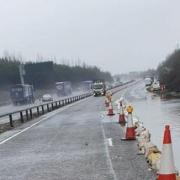 Repairs to flood damage has caused congestion since February 22 on the A14 eastbound