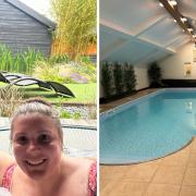 Reporter Ben Jolley and his wife Lucy enjoying the private jacuzzi at Sandpiper Pool and Spa in Somersham.