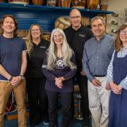 Dame Evelyn Glennie (3rd left) welcomed members of the cast and crew of Shakespeare at The George to