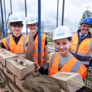The Ernulf students tried their hands at bricklaying.