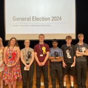 The students made campaign speeches and has a polling station.