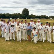 Both teams are pictured at the Eaton Socon ground.